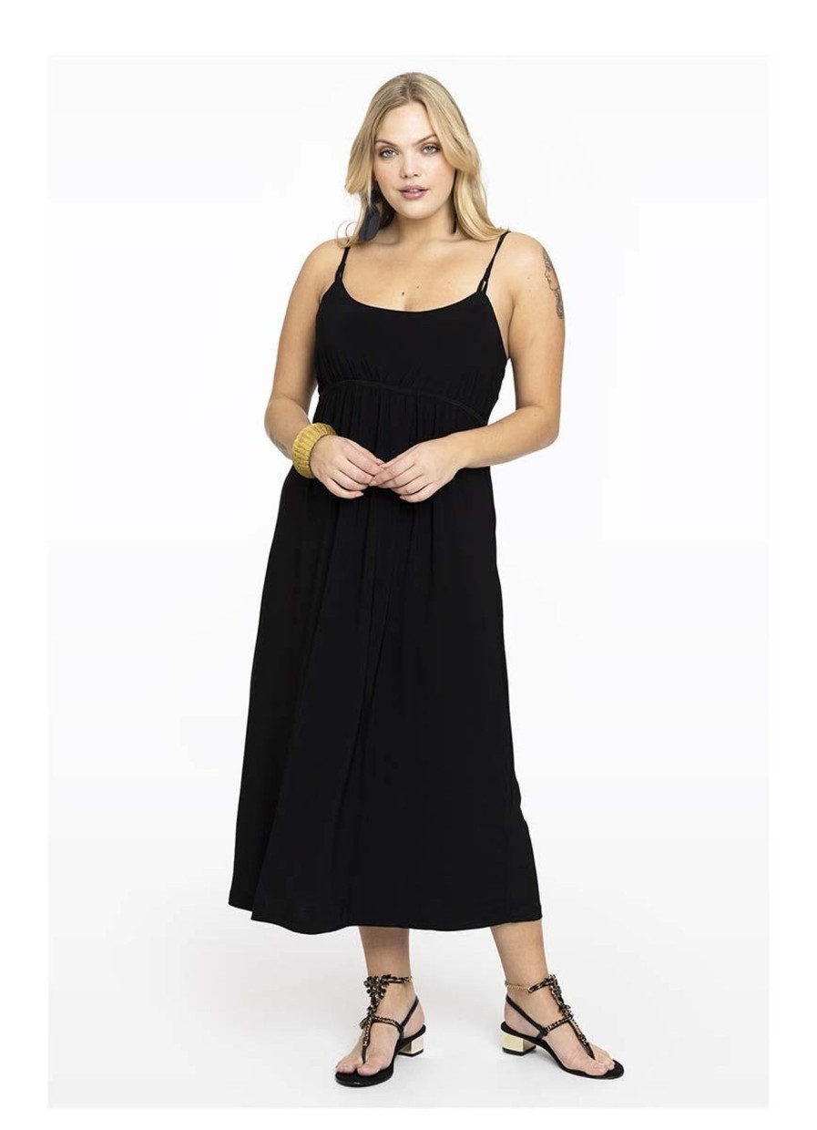 Yoek Basics | maatjemeer Yoek Jurk Spaghetti Elastic Waist Dolce B7050 - 210 Black