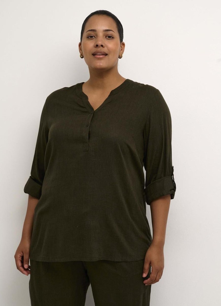 Blouses En Tunieken | Kaffe Curve Kaffe Curve Blouse Mille 10582215 - 190414 Forest Night