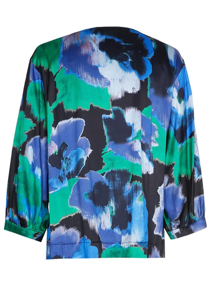 Blouses En Tunieken | Xandres Xandres Blouse Holos 61034-01 - 0045 Green,Blue,Black Multi