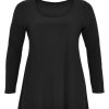 Yoek Basics | Yoek Yoek Tuniek Flare Long Sleeve B4552 Zwart. Grote Maten Mode.