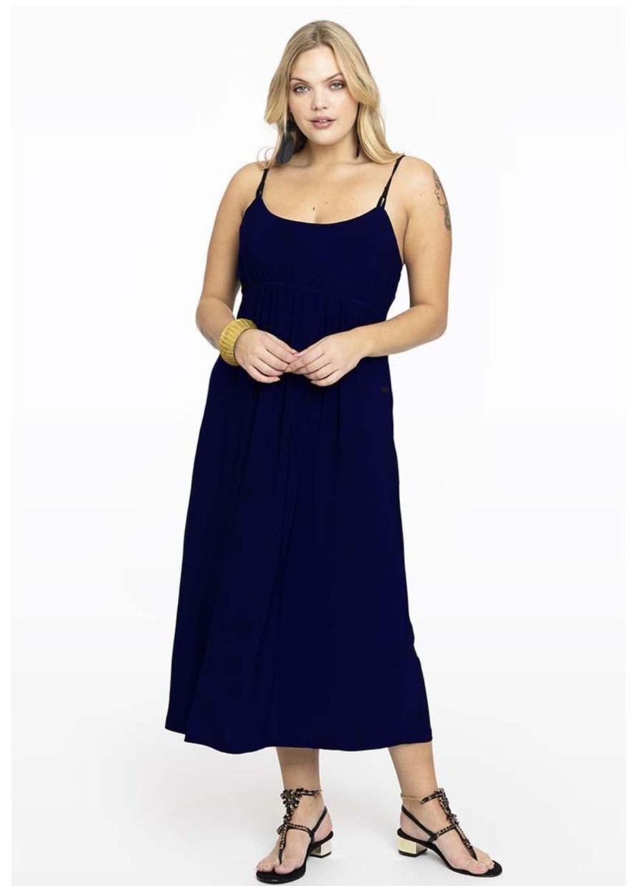 Yoek Basics | maatjemeer Yoek Jurk Spaghetti Elastic Waist Dolce B7050 - 230 Navy