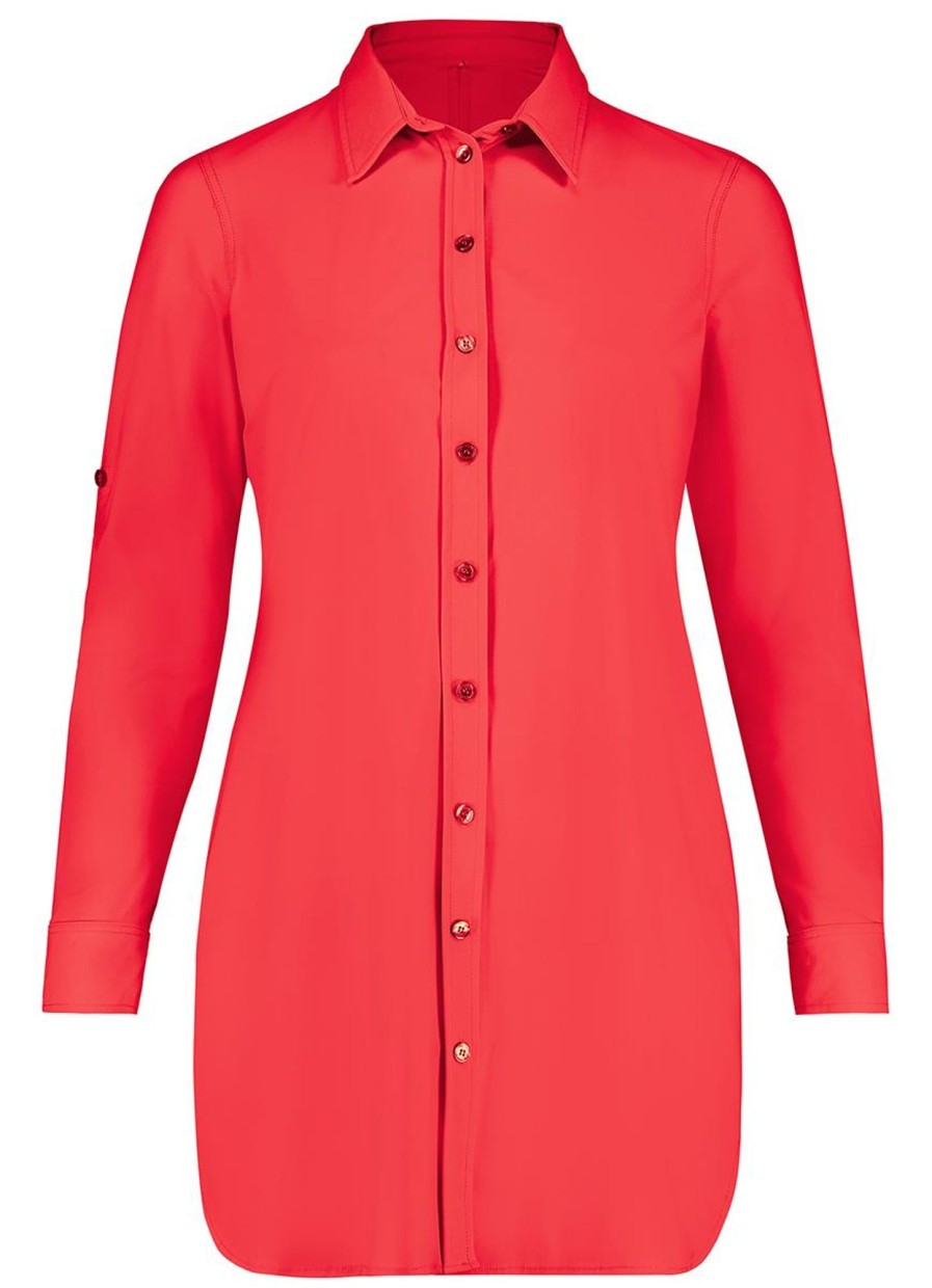 Travelstof Kleding Grote Maten | Plusbasics Plusbasics Blouse Long Travel 10192089 - 027 Rood