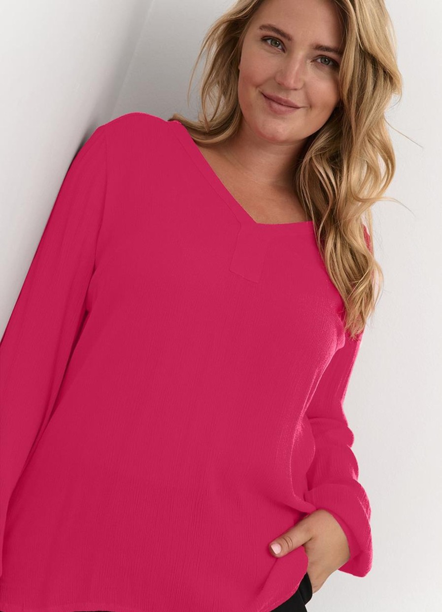 Blouses En Tunieken | maatjemeer Kaffe Curve Blouse Ami Ls 10580001 - 181856 Virtual Pink