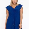 Travelstof Kleding Grote Maten | Yoek Yoek Tunic Cap Sleeve Dolce 234161 - 232 Cobalt