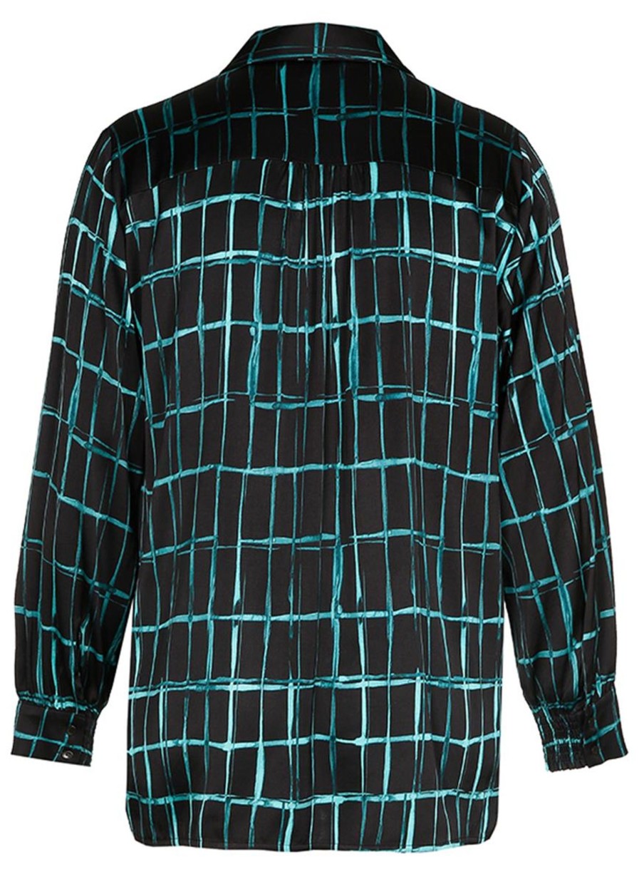 Blouses En Tunieken | Xandres Xandres Blouse Himia 61067-01 - 0045 Black Dark Aqua