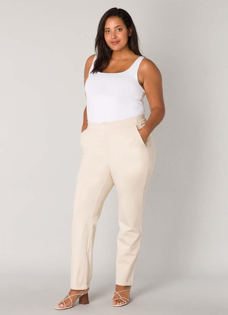 Base Level Curvy | Base Level Curvy Base Level Curvy Pants Yoella 081 Light Beige