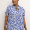 Blouses En Tunieken | Kaffe Curve Kaffe Curve Blouse Flera Ami 10582223 - 105670 Ultramarine/White