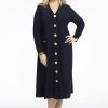 Travelstof Kleding Grote Maten | Yoek Yoek Dress Lapel Dolce Bl197798 - 230 Navy