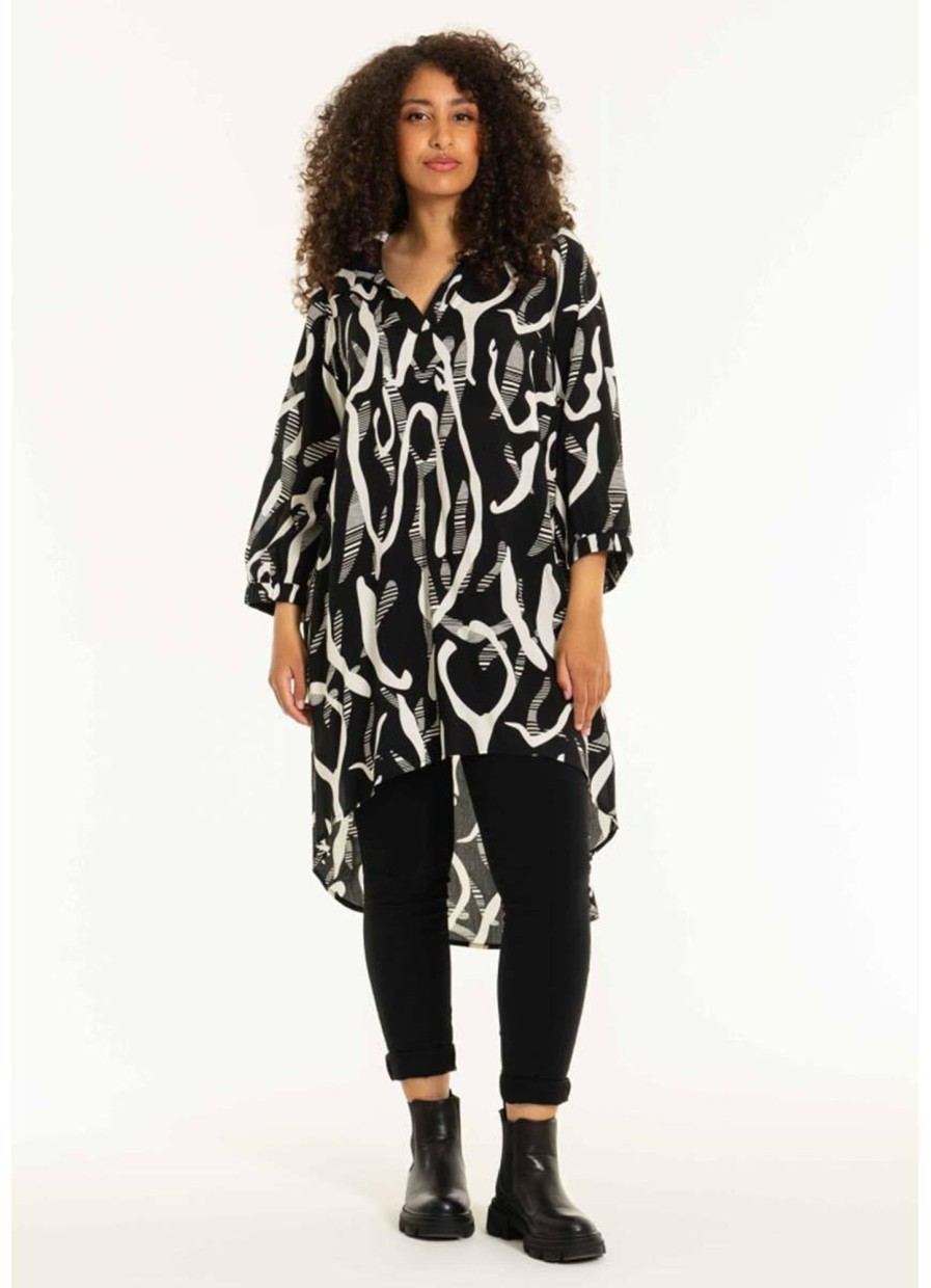 Blouses En Tunieken | Studio Studio Tuniek Ebru S242893 - Black/White Patterns