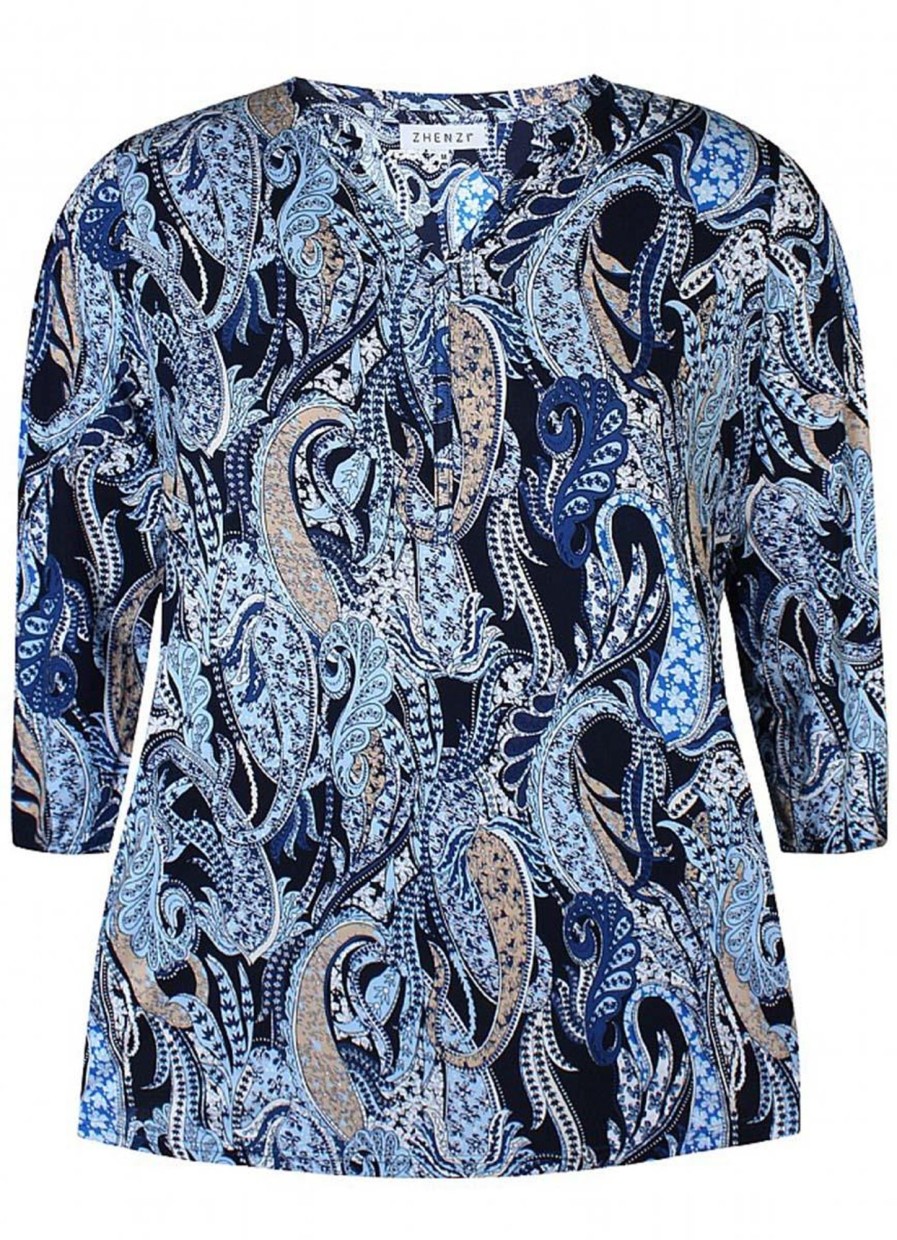 Shirts En Tops | Zhenzi Zhenzi Shirt Sylva 200099 - 57470 Multi Blauw