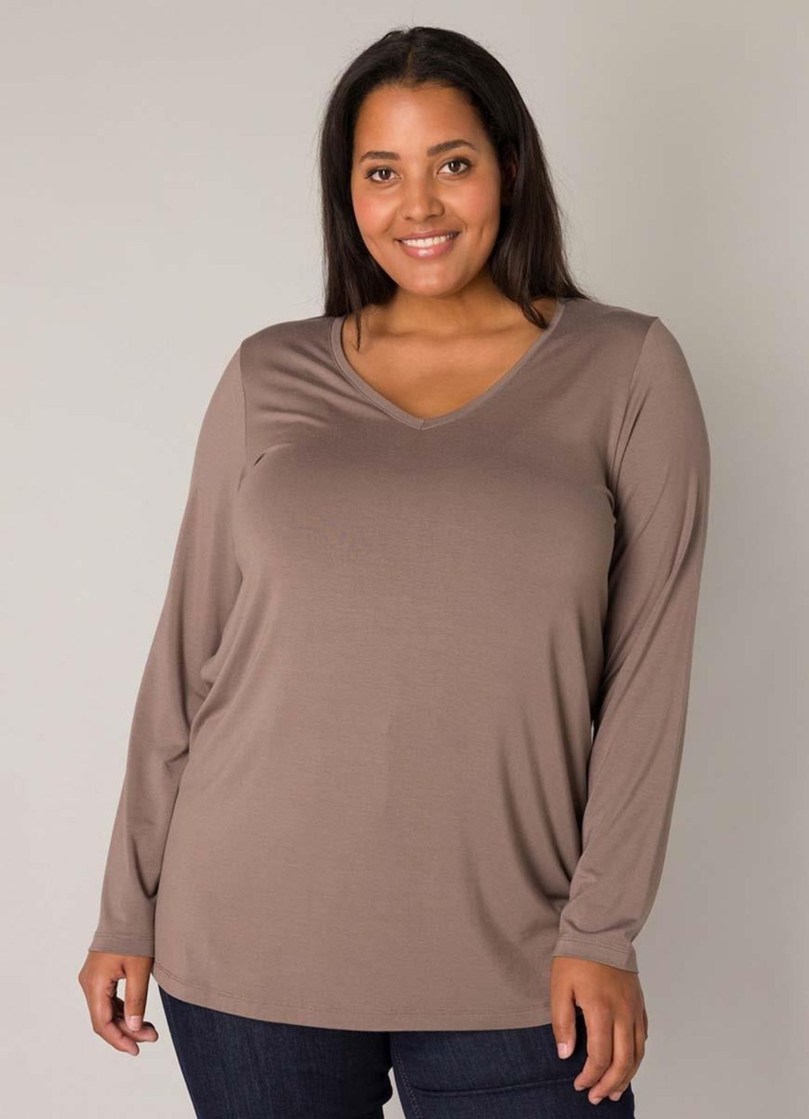 Base Level Curvy | Base Level Curvy Base Level Curvy Shirt Alize 036 - 9043 Dark Taupe