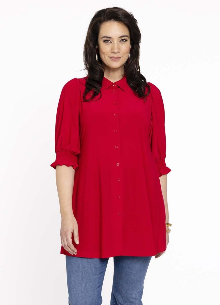 Blouses En Tunieken | Yoek Yoek Blouse Puffsleeve 1603274 - 260 Red