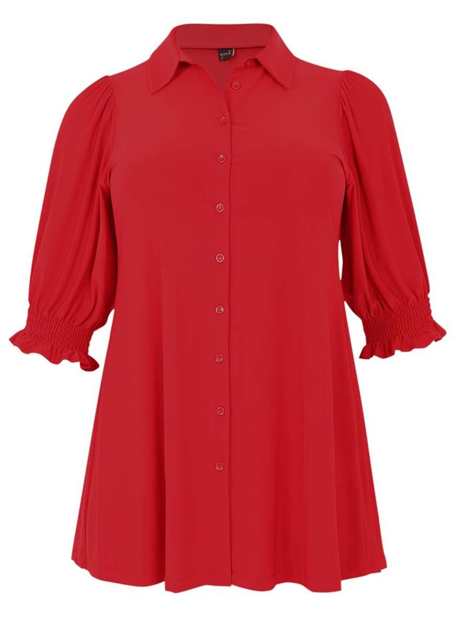 Blouses En Tunieken | Yoek Yoek Blouse Puffsleeve 1603274 - 260 Red